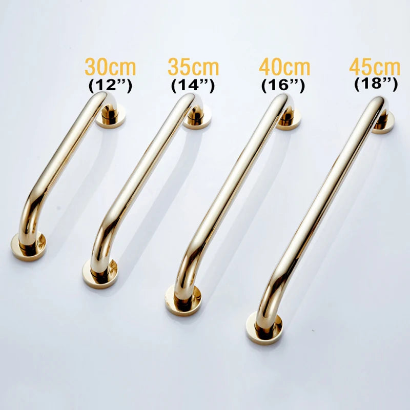 Luxury Shower Bathroom Accessories Set, Towel Ring, Paper Holder, Coat Hook, Toilet Brush, Polished Gold, Bath Hardware