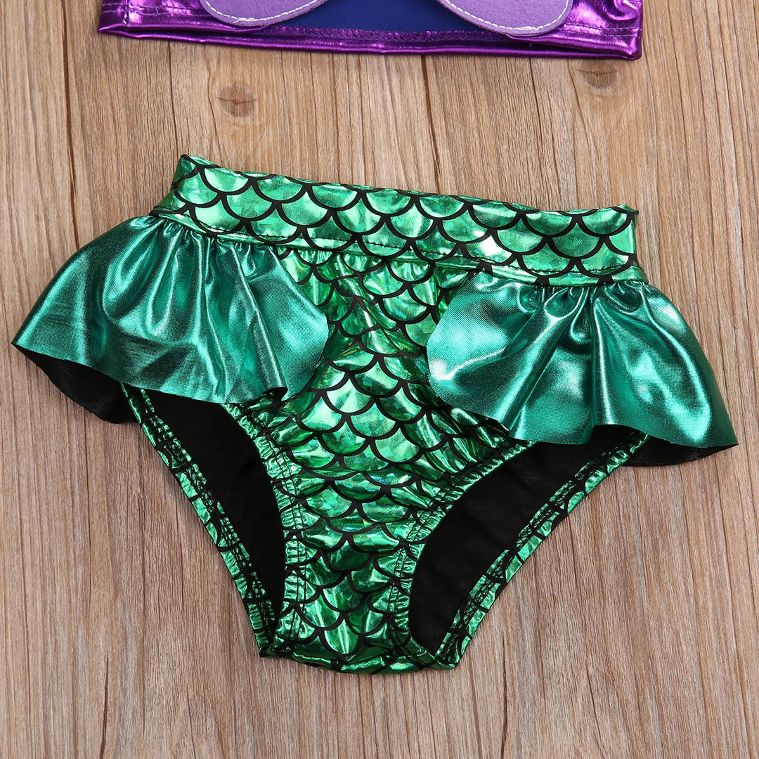 FOCUSNORM 0-5Y Summer Baby Girls Bikini Clothes Set 3pcs Bow Swimwear Swimsuit Bathing Suit