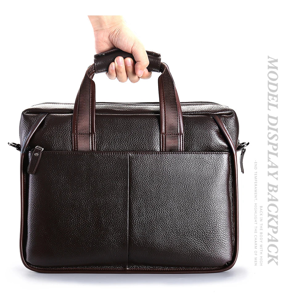 Brand Man Bag Genuine Leather Briefcase Men Business Handbag Messenger Bags Male Vintage Men's Shoulder Bag Large Capacity