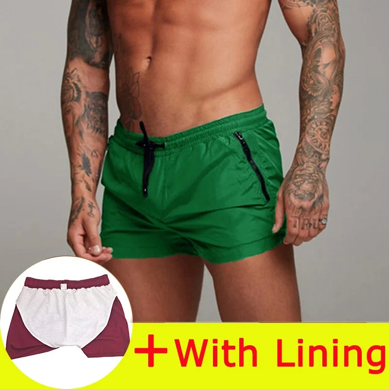 Mens Swim Short Swimwear Board Beach Shorts Quick Dry Men De Bain Homme Man Swimsuit Swim Trunks Bathing Beach Wear Surf Boxer