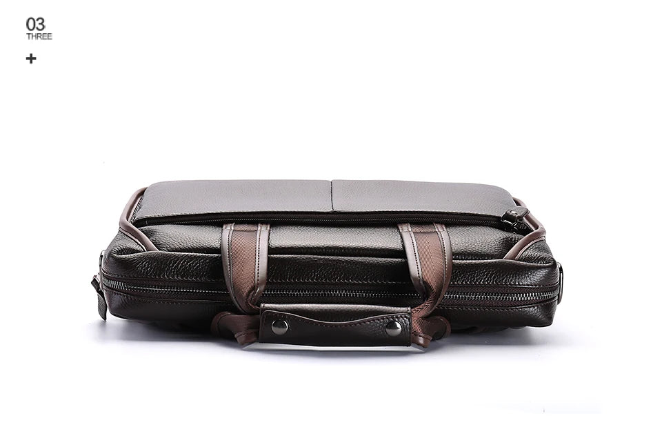 Brand Man Bag Genuine Leather Briefcase Men Business Handbag Messenger Bags Male Vintage Men's Shoulder Bag Large Capacity