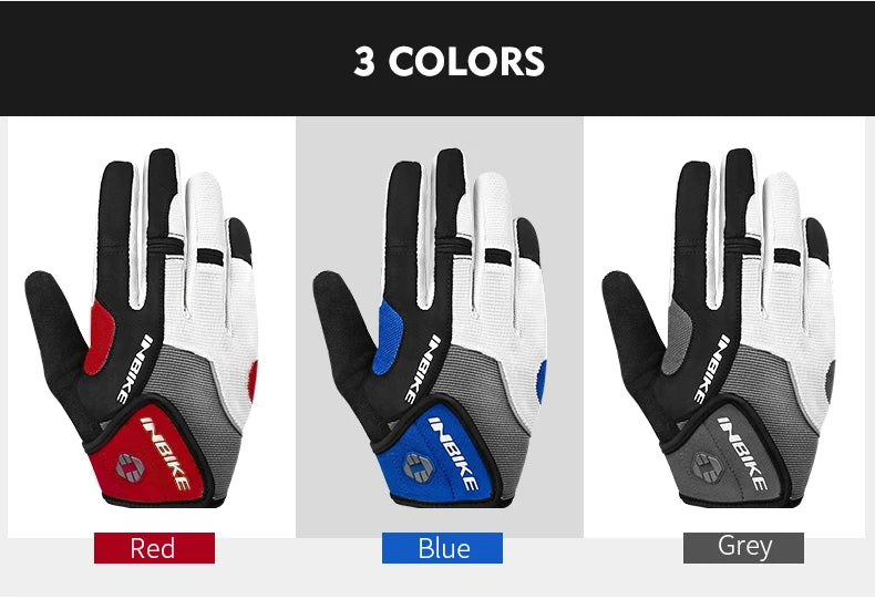 INBIKE Cycling Riding Gloves Full Finger with Gel Padded Road Bike Gloves for Men Women MTB Bicycle Gloves Man Bike Accesssories