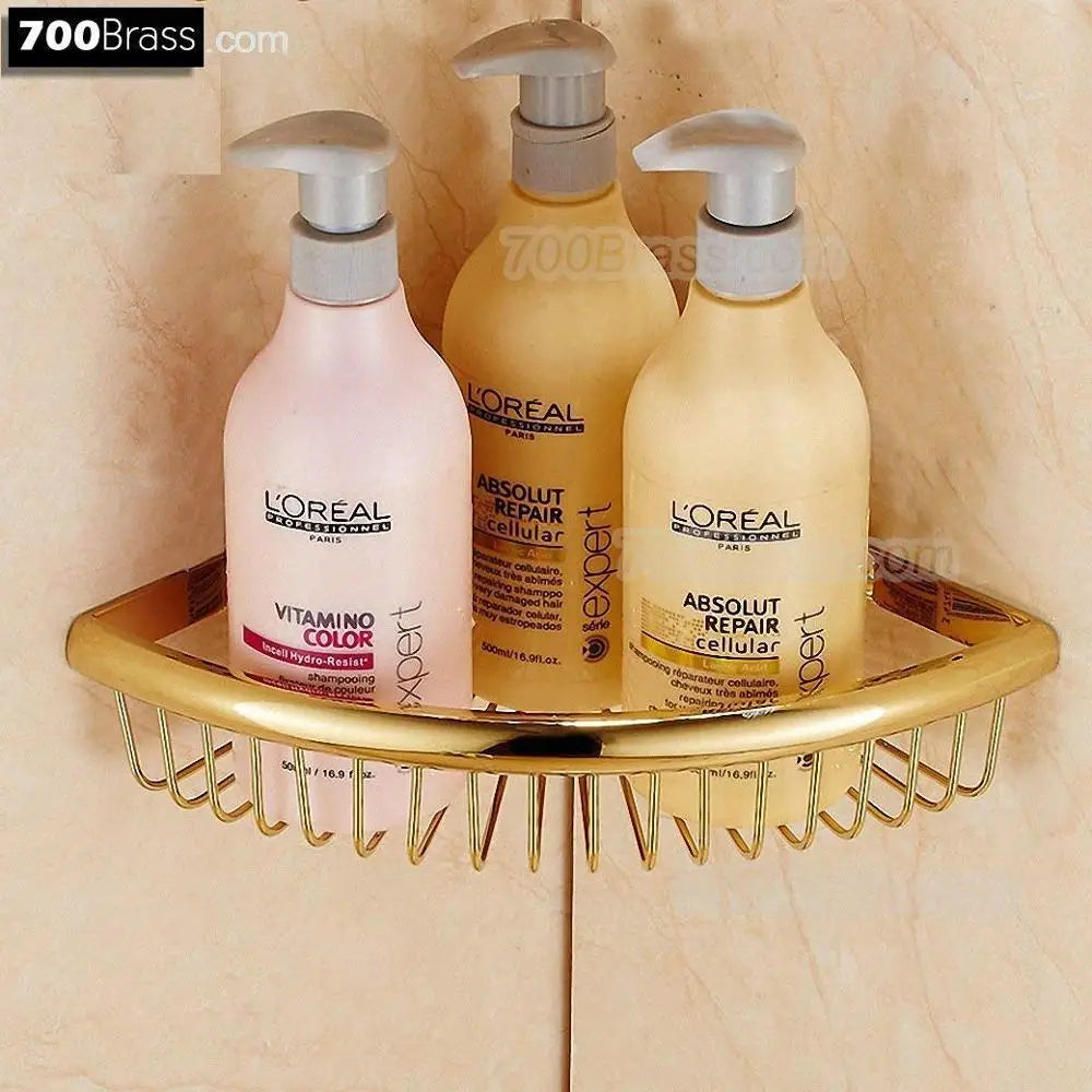 Luxury Shower Bathroom Accessories Set, Towel Ring, Paper Holder, Coat Hook, Toilet Brush, Polished Gold, Bath Hardware