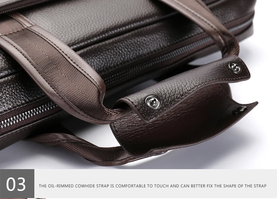Brand Man Bag Genuine Leather Briefcase Men Business Handbag Messenger Bags Male Vintage Men's Shoulder Bag Large Capacity