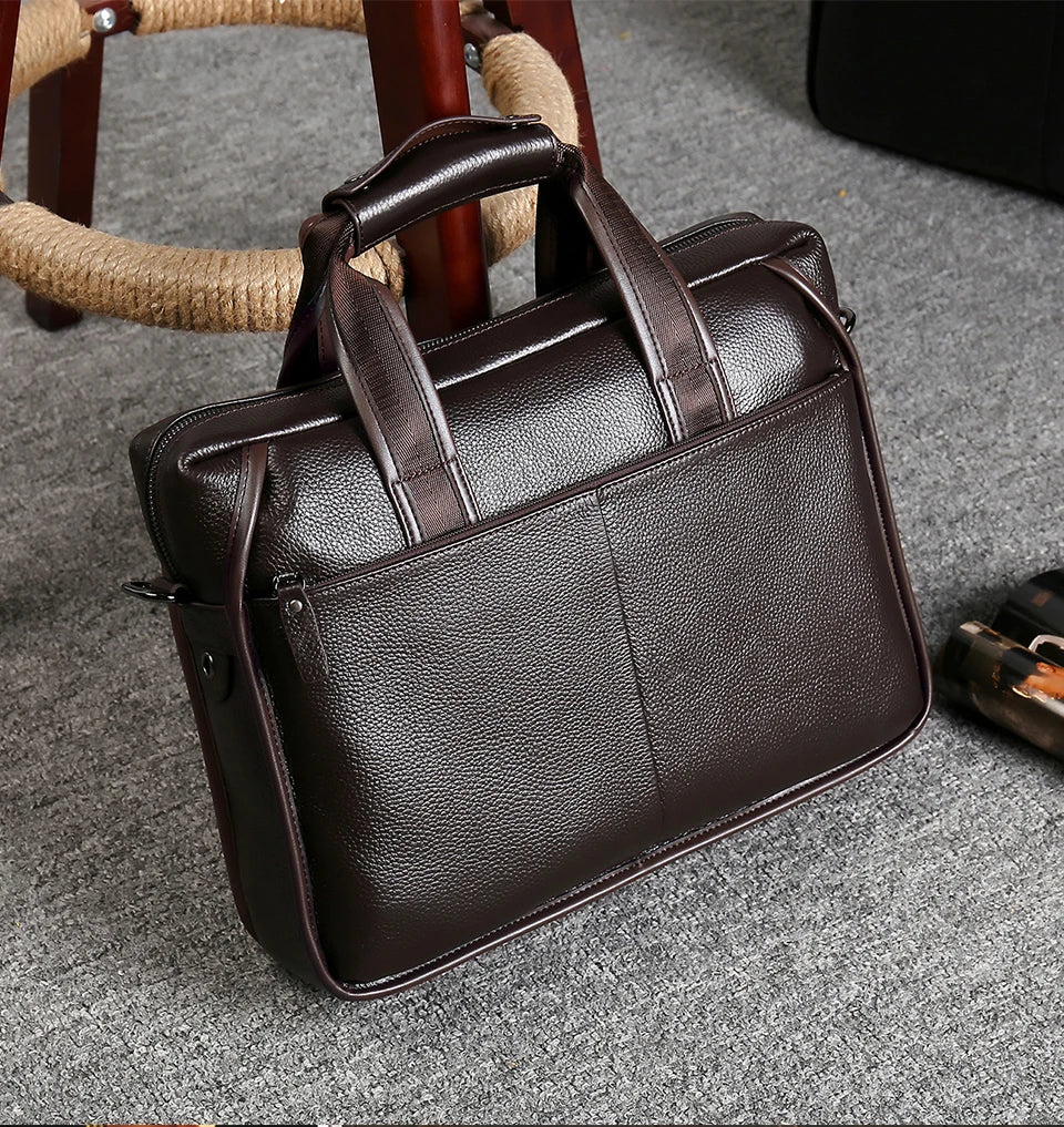 Brand Man Bag Genuine Leather Briefcase Men Business Handbag Messenger Bags Male Vintage Men's Shoulder Bag Large Capacity