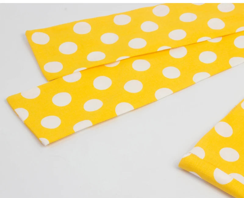 Tonval-Women's Retro Polka Dot Dress, Yellow Dress, Short Sleeve, V Neck, Belted, A Line, Summer Party, 50s Vintage Dresses