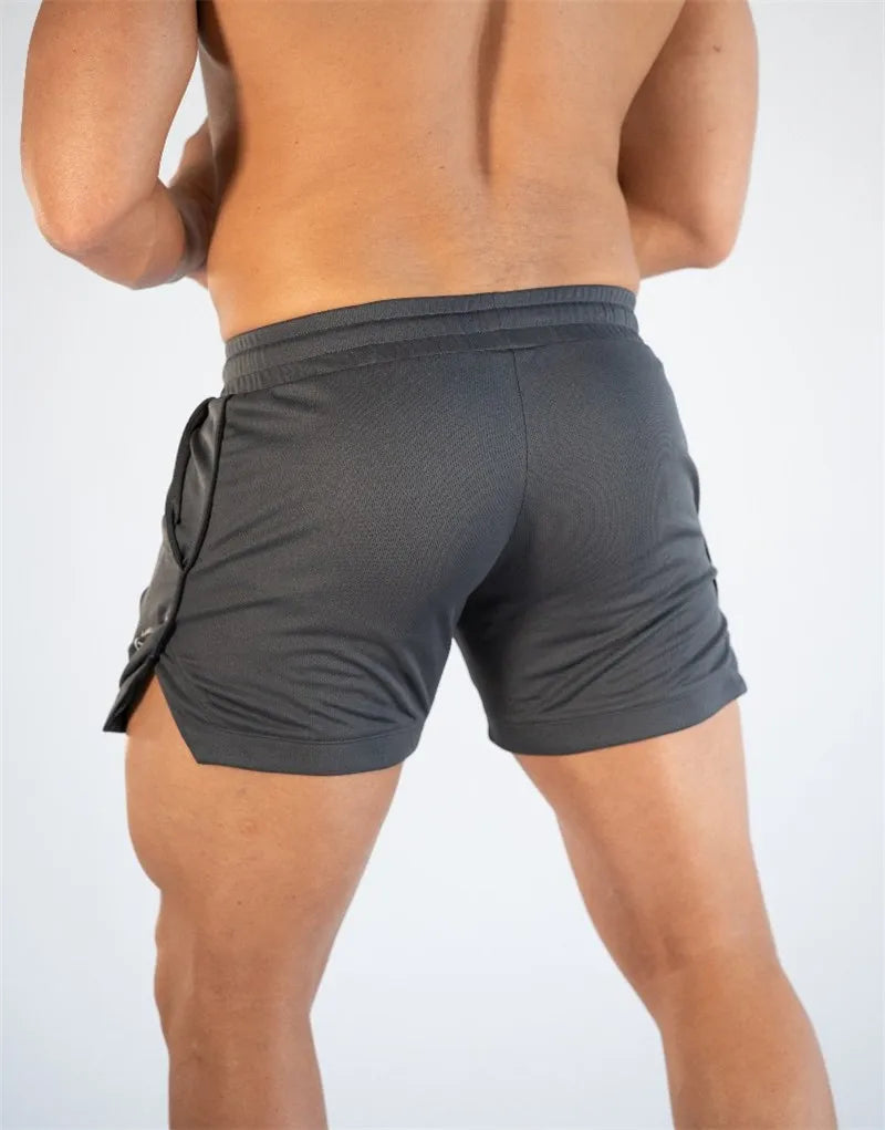 GITF Mens Gym Training Shorts Men Sports Casual Clothing Fitness Workout Running Grid quick-drying compression Shorts Athletics