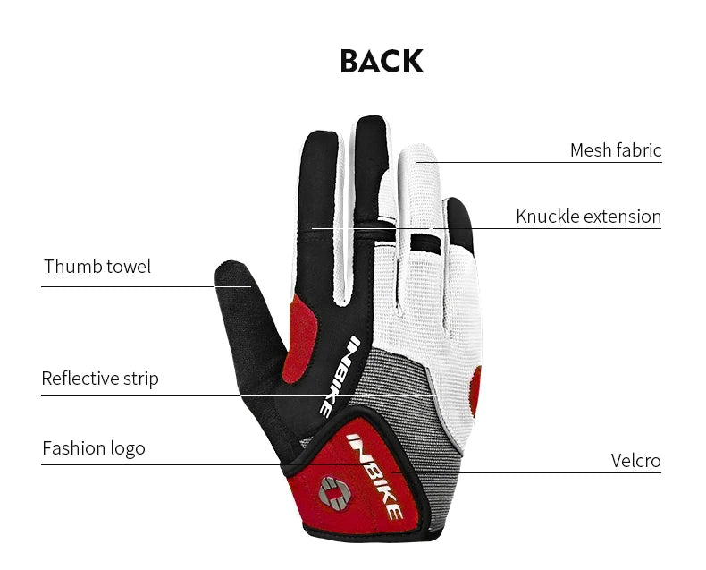INBIKE Cycling Riding Gloves Full Finger with Gel Padded Road Bike Gloves for Men Women MTB Bicycle Gloves Man Bike Accesssories