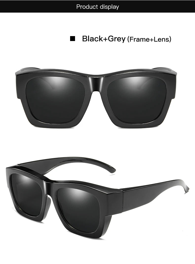 Polarized Fit-over sunglasses cover over overlay prescription glasses myopia man women car driver large size transfer eyewear