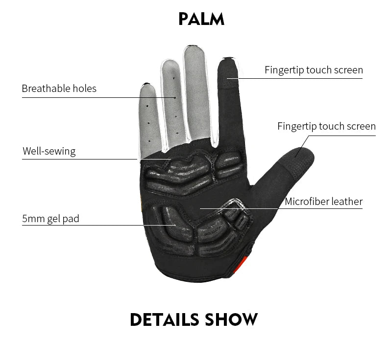 INBIKE Cycling Riding Gloves Full Finger with Gel Padded Road Bike Gloves for Men Women MTB Bicycle Gloves Man Bike Accesssories
