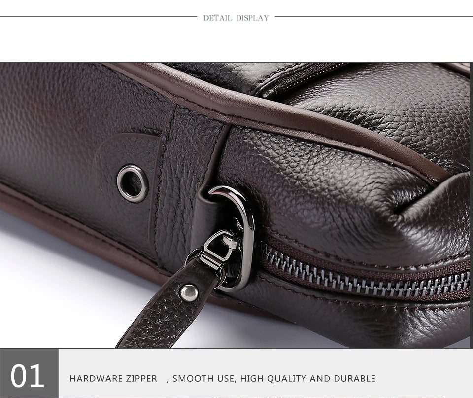 Brand Man Bag Genuine Leather Briefcase Men Business Handbag Messenger Bags Male Vintage Men's Shoulder Bag Large Capacity