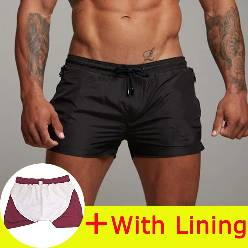 Mens Swim Short Swimwear Board Beach Shorts Quick Dry Men De Bain Homme Man Swimsuit Swim Trunks Bathing Beach Wear Surf Boxer