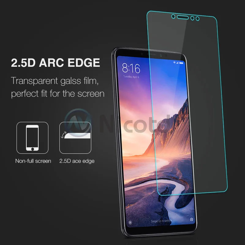 Nicotd Tempered Glass For Xiaomi Mi MAX 3 Screen Protector 9H 2.5D Phone On Protective Glass For Xiaomi Mi MAX 2 1 mimax film