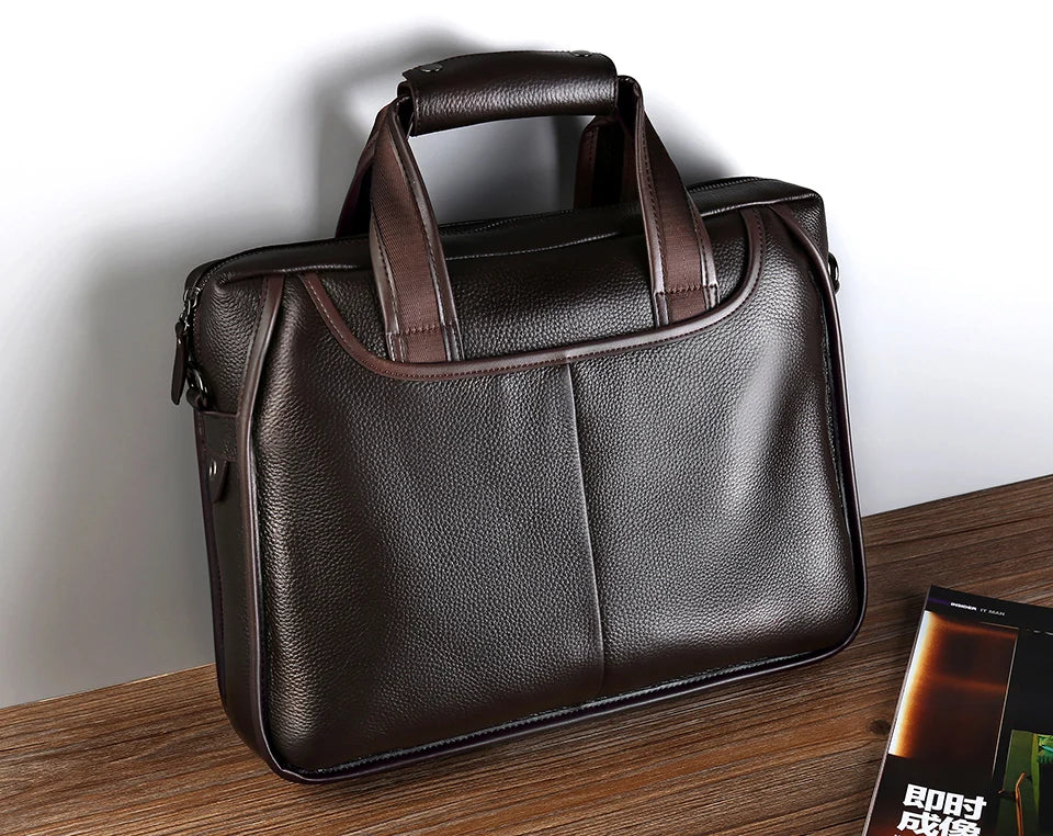 Brand Man Bag Genuine Leather Briefcase Men Business Handbag Messenger Bags Male Vintage Men's Shoulder Bag Large Capacity