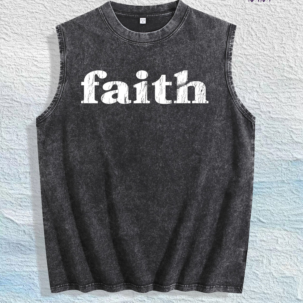 Faith Graphic Washed Vest US Warehouse 3 Colors Cotton Tank