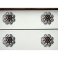 Set of Twelve Black and White Floral Ceramic Drawer Pull Knobs HMS Furniture Handles & Knobs