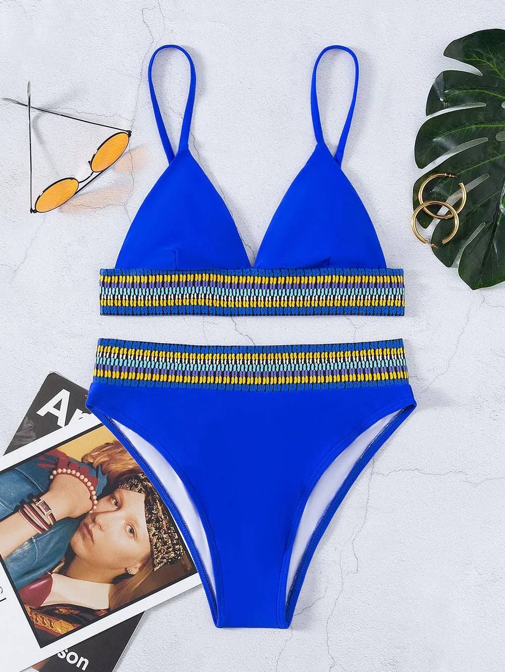 Bandeau High Waist Bikini One Shoulder Swimwear Women 2026 Printed Sexy Bikini set Retro Swimsuit Female Bathing suit