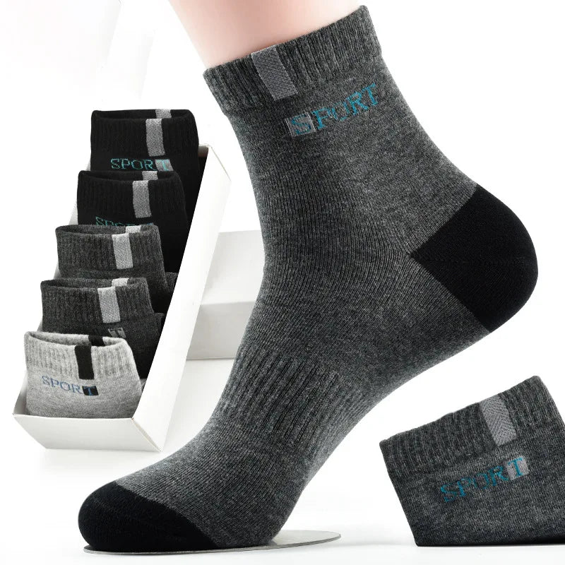 10pcs=5 Pairs Comfort Cotton Men's Socks High Quality Sport Breathable Summer Autumn Socks Long Sock For Mens Calcetines Sokken