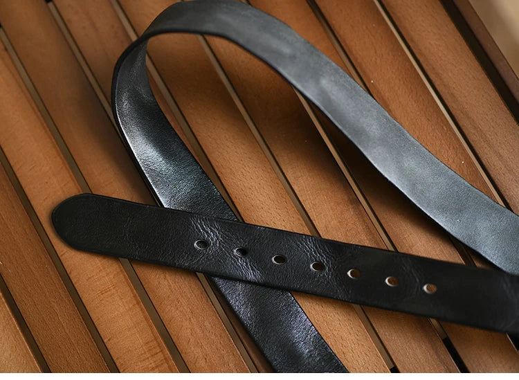 Handmade Classic Retro Style Pure Copper Horseshoe Buckle No interlayer Cowhide Men's Belt Genuine Leather Jeans Man design Belt