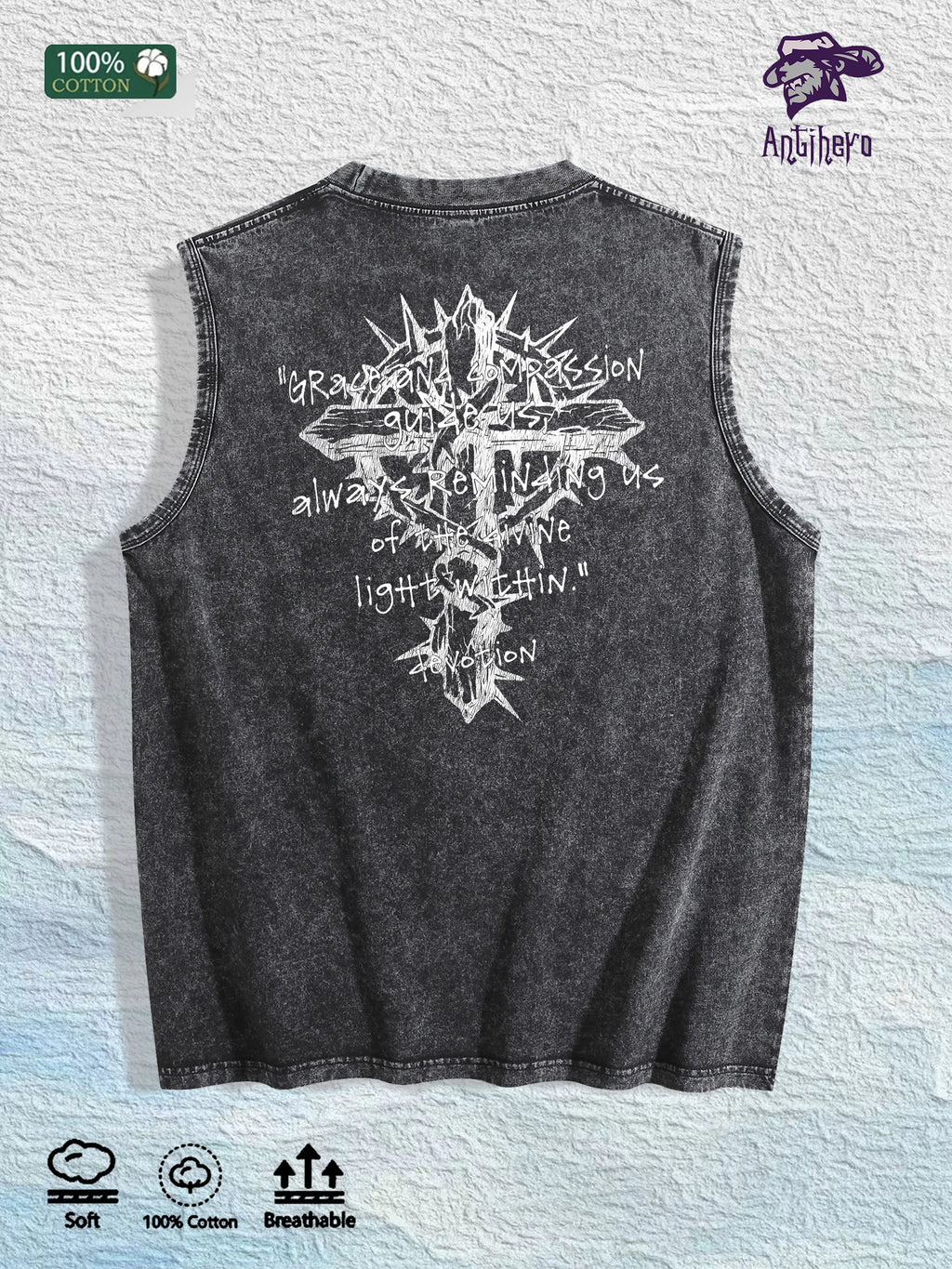 Devotion Religious Graphic Washed Vest US Warehouse 3 Colors Cotton Tank