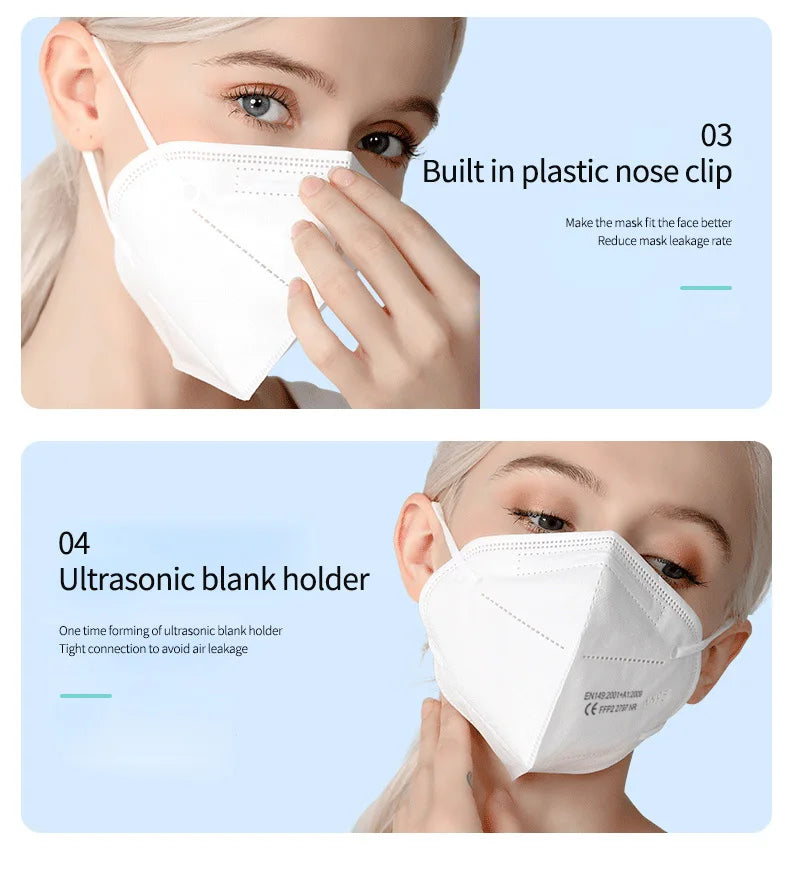 10-200pcs ffp2mask Black kn95 mascarillas negra Adults 5 Layers fpp2 approved kn95 CE Respirator Face Mask ffp2reutilizable ffp3