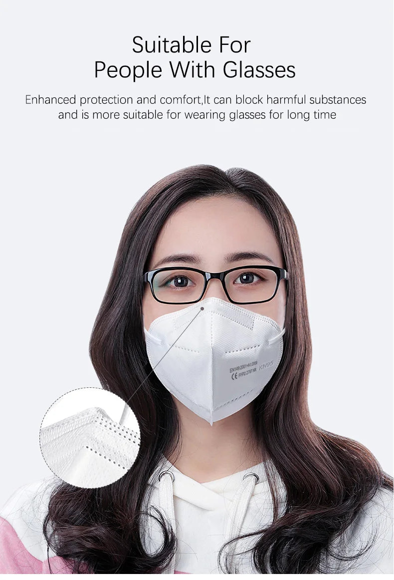 10-200pcs ffp2mask Black kn95 mascarillas negra Adults 5 Layers fpp2 approved kn95 CE Respirator Face Mask ffp2reutilizable ffp3