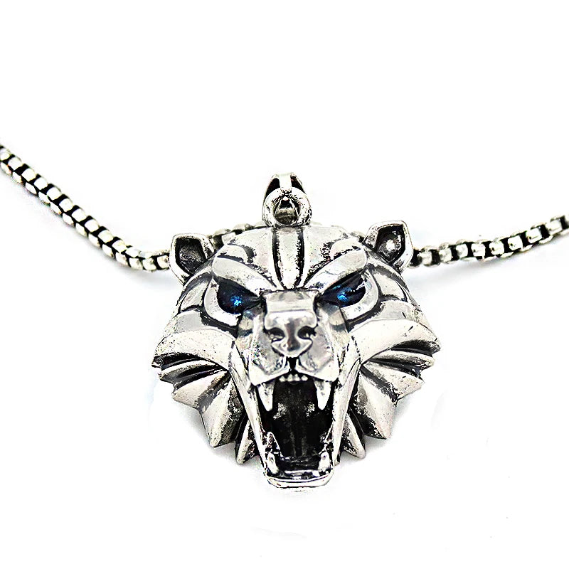 Wizard School Caucasus Bear Medallion Pendant Necklace 31*34mm Blue Rhinestone Wild Cosplay Game Animal Chain Necklace With Bag