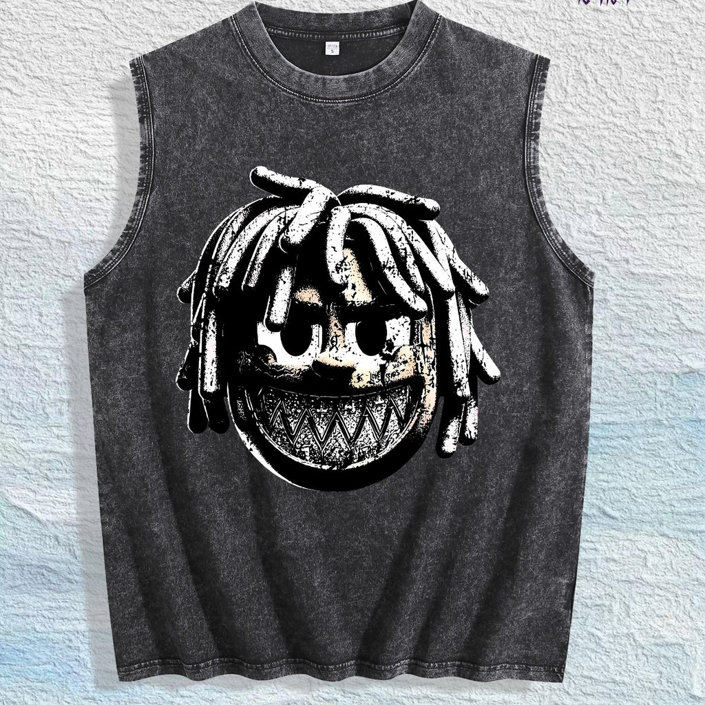 Dreadlocks Character Graphic Washed Vest US Warehouse 3 Colors Cotton Tank
