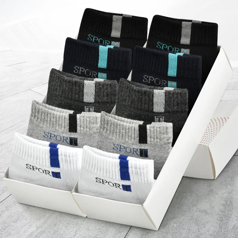 10pcs=5 Pairs Comfort Cotton Men's Socks High Quality Sport Breathable Summer Autumn Socks Long Sock For Mens Calcetines Sokken