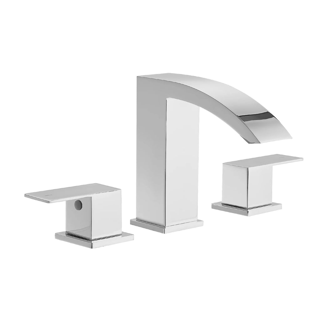 8 Inch Modern Waterfall Bathroom Faucet Widespread Sink Faucet Two-Handle Design 3-Hole Stainless Steel Material for Hotels