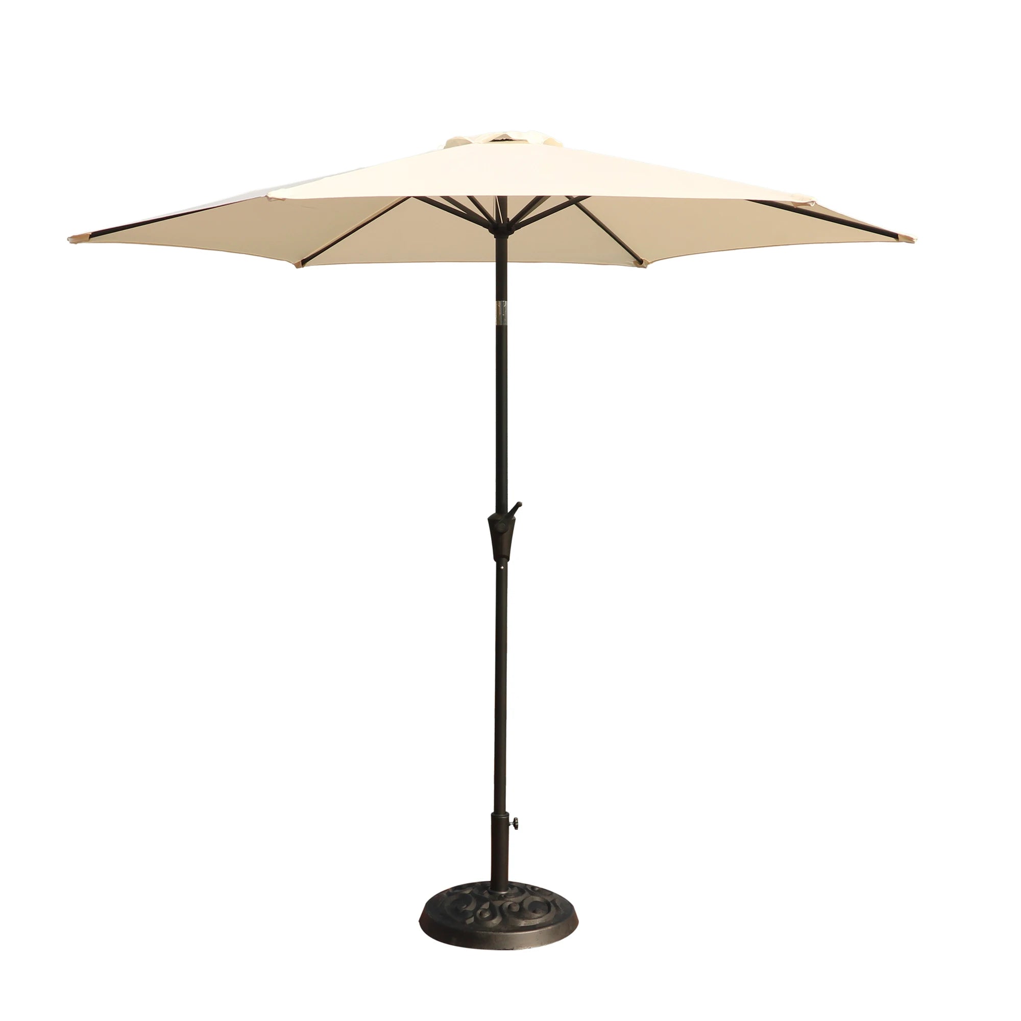 Beige 8.8 Feet Outdoor Aluminum Patio Umbrella Waterproof and Foldable for Courtyard Furniture