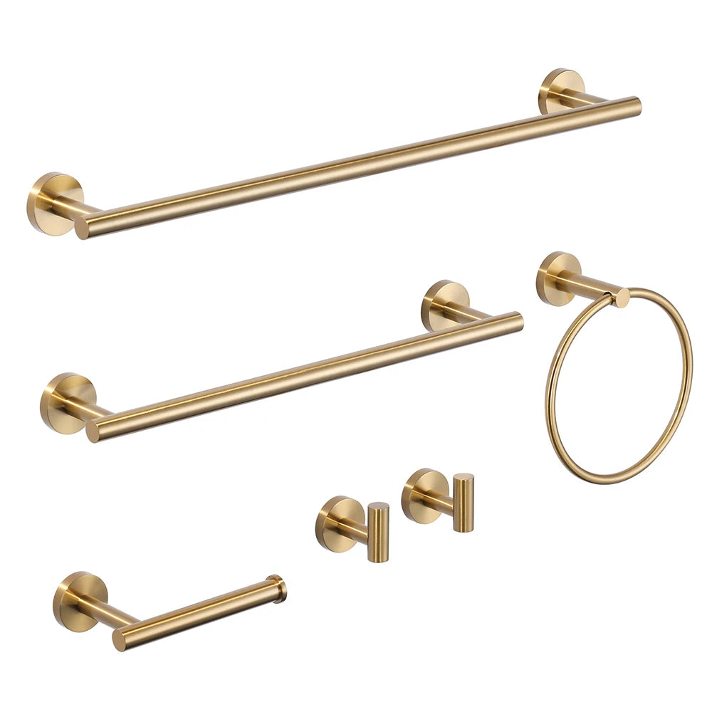 Elegant Lever Design Bathroom Accessories Single Towel Bar Robe Hooks Gold Stainless Steel 304 Bath Hardware Set