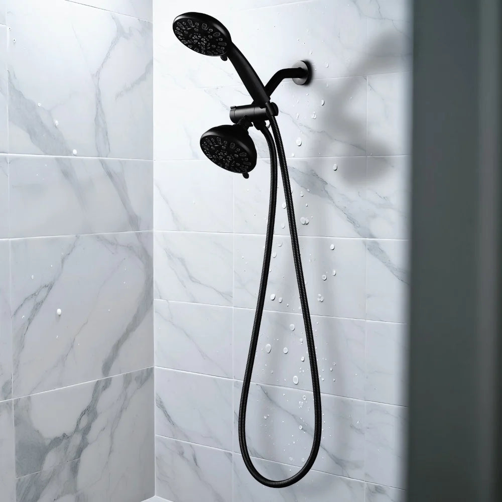 Matte Black Insert Stainless Steel Hand Held Shower Tube Bathroom Replacement Shower Hose Flexible Shower Double Joint Hose