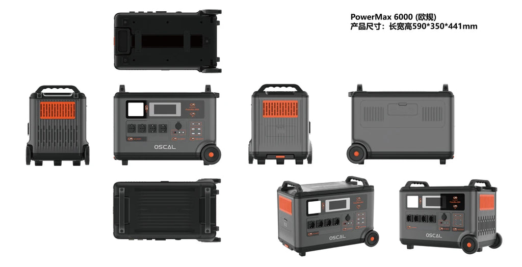 EU Stock PowerMax 6000 Portable Power Station 6000w 57600kWh 120V/240V Dual Voltage Smart APP Control Rugged Oscal Powermax 6000
