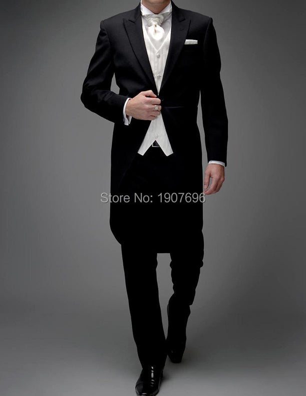 3 Piece Man Tailcoat for Formal Wedding Groomsmen Tuxedos 2025 Classic Peak Lapel One Button Solid Male Suit (Jacket+Pants+Vest)