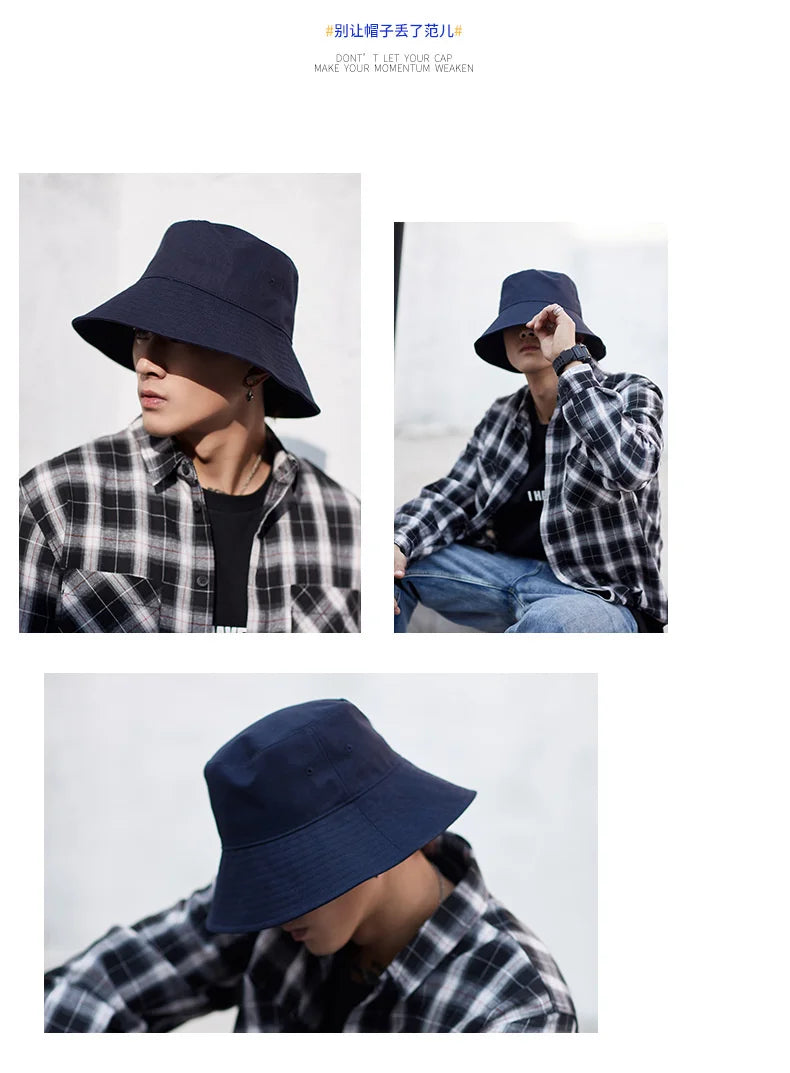 High Quality Soft Cotton Large Fishing Sun Cap Women Beach Bucket Hat Dad Wide Brim Boonie Cap Big Head Men Oversize Panama Hats