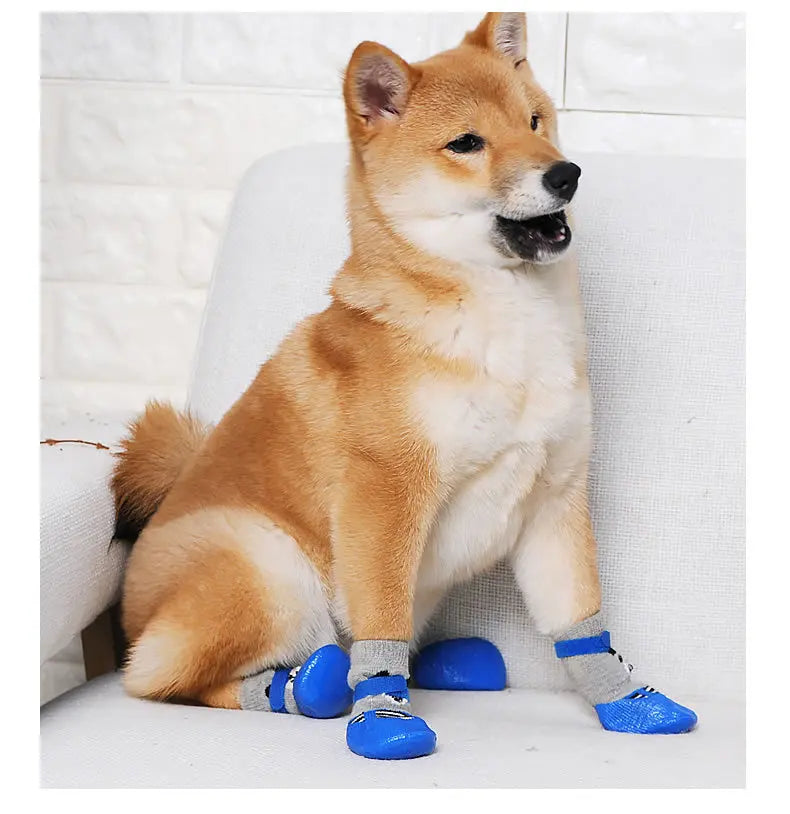 4pcs/Set Dogs Winter Socks Puppy Warm Waterproof Anti-Slip Boots for Small Large Dogs Cats Outdoor Pet Chihuahua Teddy Shoes
