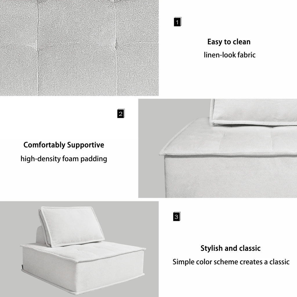 Modern Minimalist Modular Sofa Extremely Simple Tofu Block Design Sponge Small Apartment Living Room Set( Set of 2)