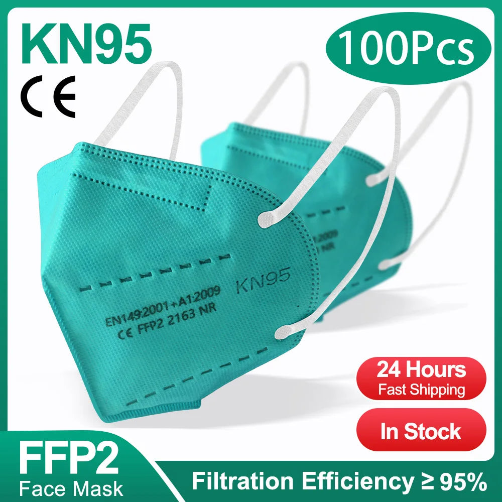 10-200pcs ffp2mask Black kn95 mascarillas negra Adults 5 Layers fpp2 approved kn95 CE Respirator Face Mask ffp2reutilizable ffp3