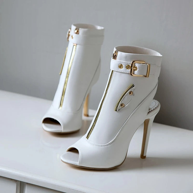 REAVE CAT Summer Sandals Ankle Boots Women 11cm Stiletto High Heels Shoes Peep Toe Ladies Big Size 34-50 F1505