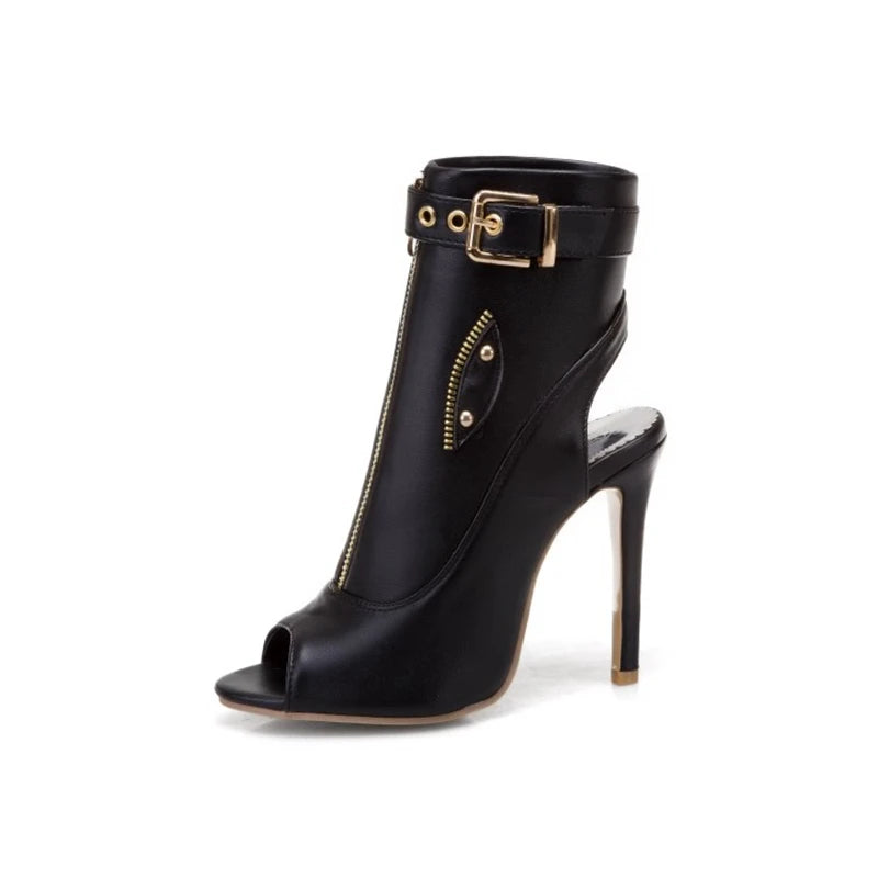 REAVE CAT Summer Sandals Ankle Boots Women 11cm Stiletto High Heels Shoes Peep Toe Ladies Big Size 34-50 F1505
