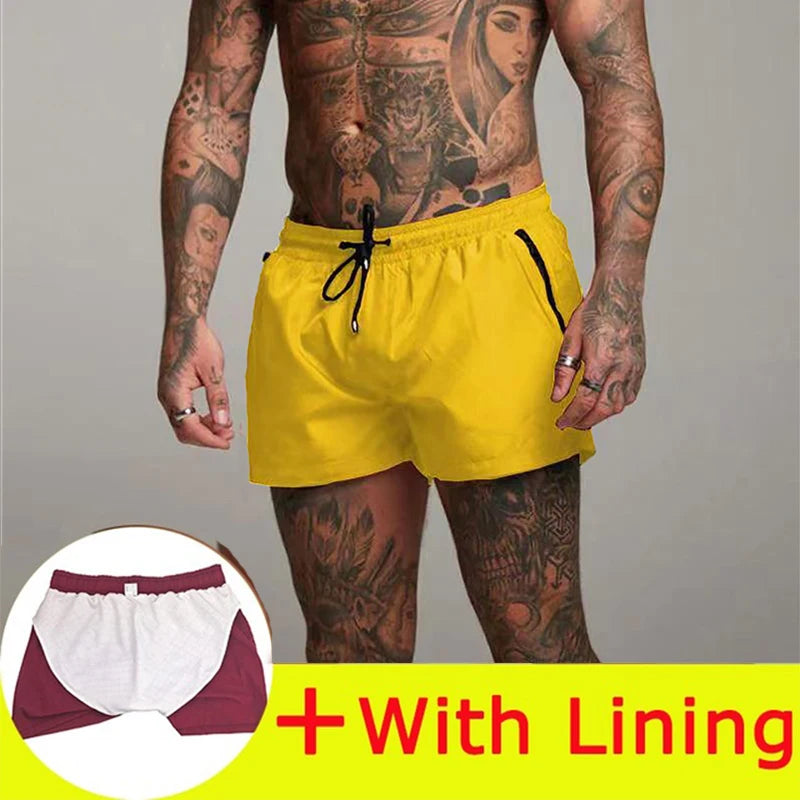 Mens Swim Short Swimwear Board Beach Shorts Quick Dry Men De Bain Homme Man Swimsuit Swim Trunks Bathing Beach Wear Surf Boxer