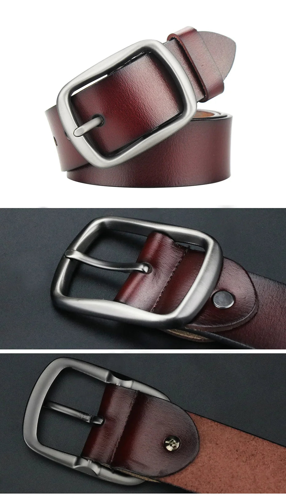 Maikun Men's Business Casual Large Size Belt Fashionable Genuine Leather Belts Popular Father's Day Gift