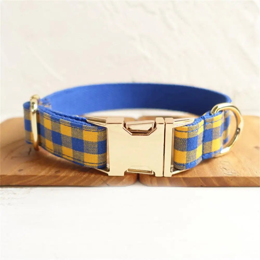Personalized Pet Collar Customized Nameplate ID Tag Adjustable Blue Yellow Plai Cat Dog Collars Lead Leash