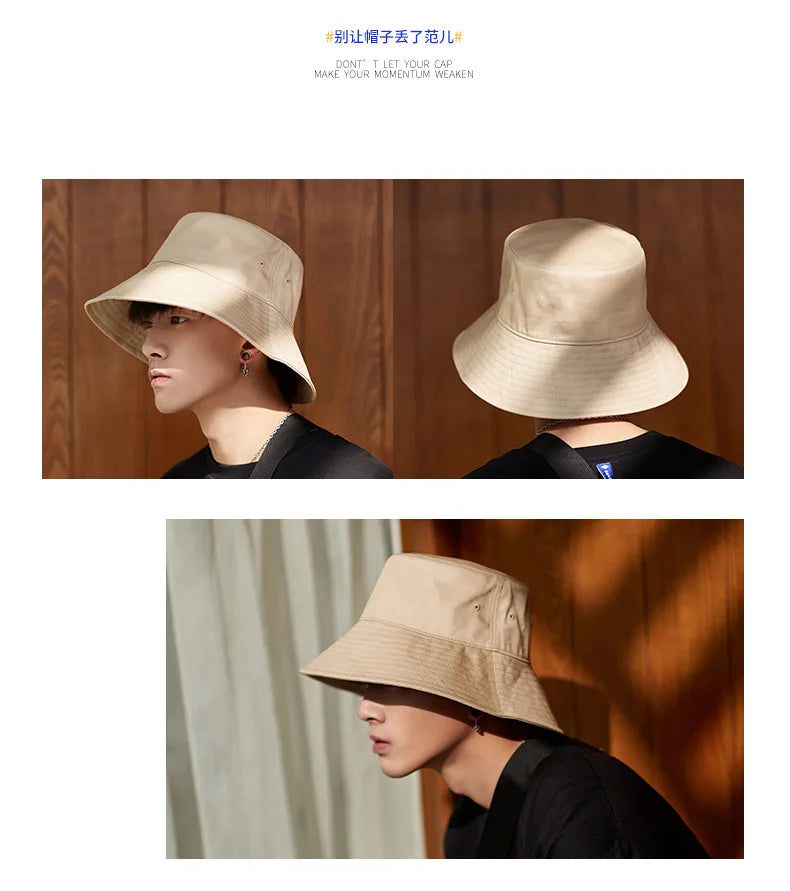 High Quality Soft Cotton Large Fishing Sun Cap Women Beach Bucket Hat Dad Wide Brim Boonie Cap Big Head Men Oversize Panama Hats