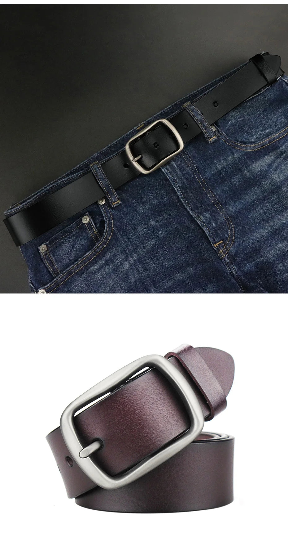 Maikun Men's Business Casual Large Size Belt Fashionable Genuine Leather Belts Popular Father's Day Gift
