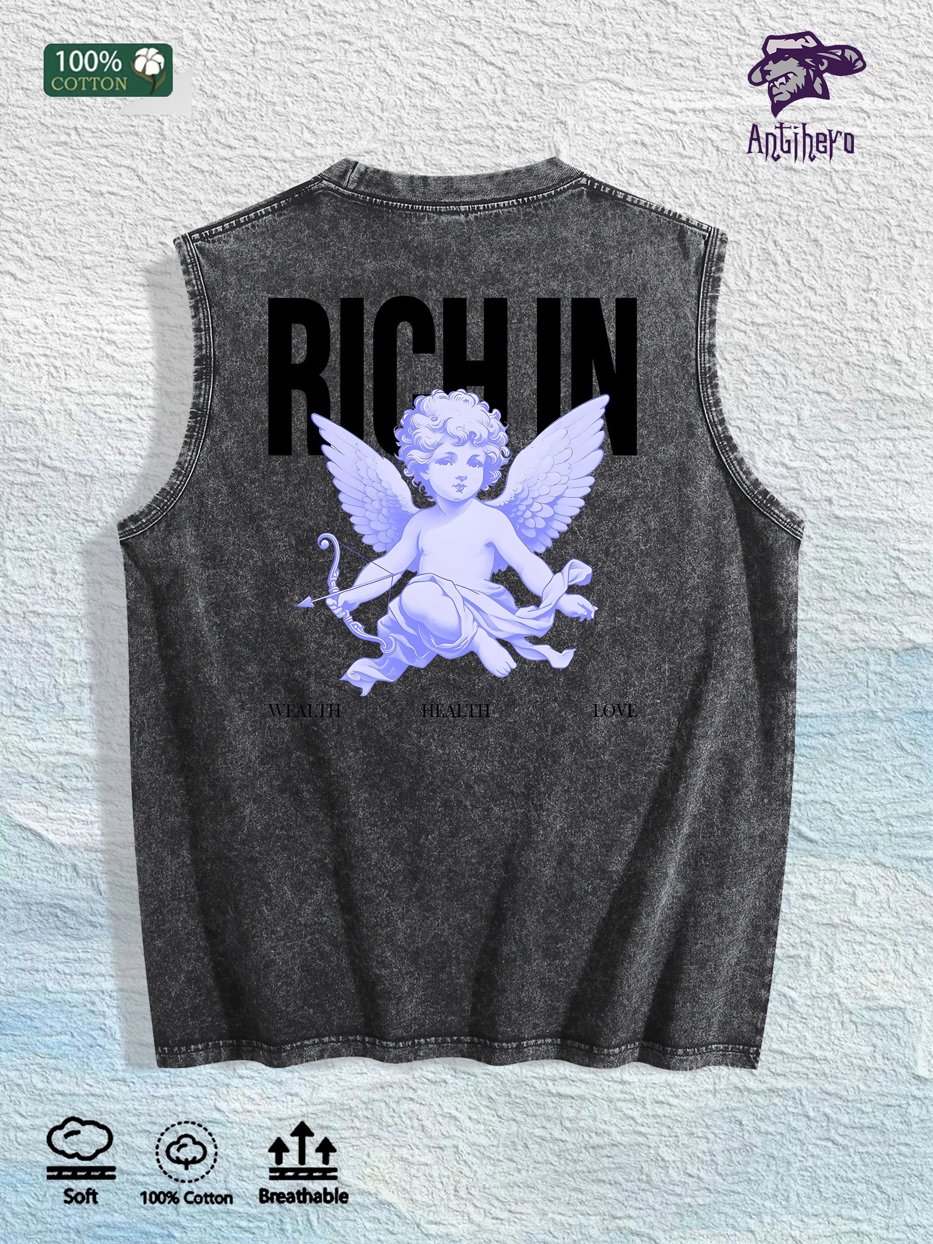 Angel & RICH in Graphic Washed Vest US Warehouse 3 Colors Cotton Tank