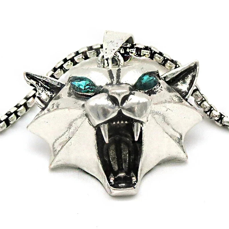 Wizard School Caucasus Bear Medallion Pendant Necklace 31*34mm Blue Rhinestone Wild Cosplay Game Animal Chain Necklace With Bag