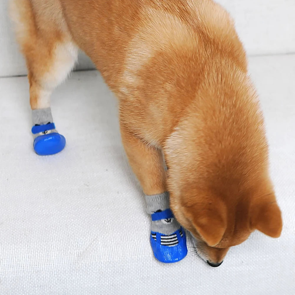 4pcs/Set Dogs Winter Socks Puppy Warm Waterproof Anti-Slip Boots for Small Large Dogs Cats Outdoor Pet Chihuahua Teddy Shoes
