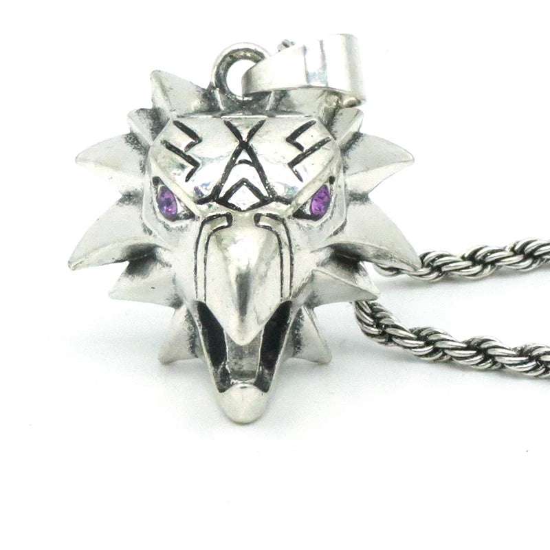 Wizard School Caucasus Bear Medallion Pendant Necklace 31*34mm Blue Rhinestone Wild Cosplay Game Animal Chain Necklace With Bag